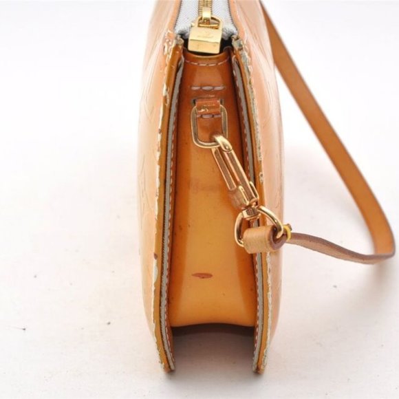 Authentic Louis Vuitton Vernis Lexington Hand Bag Pouch Yellow M91056 LV 5057I - Picture 13 of 16